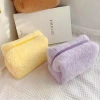Plush cosmetic bag in macaron color, sweet and large-capacity storage bag, high appearance level bag details Picture